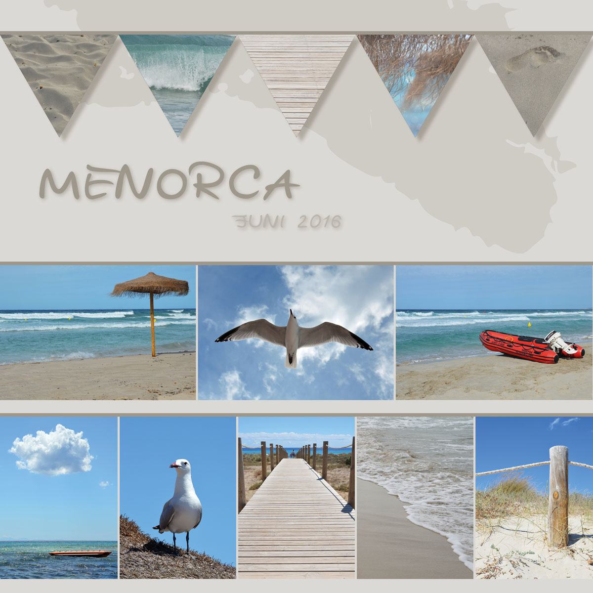 Collage mit Fotos aus Menorca